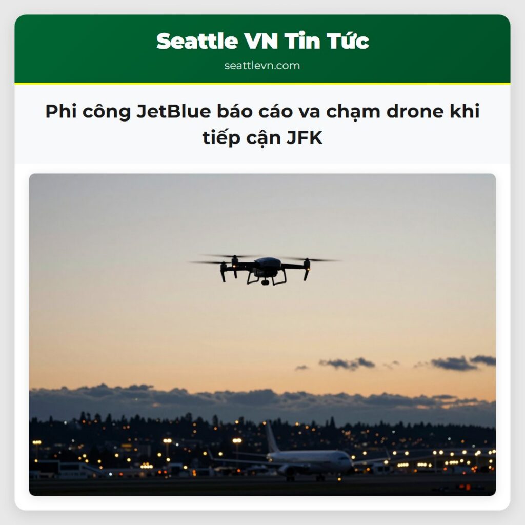 Phi công JetBlue báo cáo va chạm drone khi tiếp