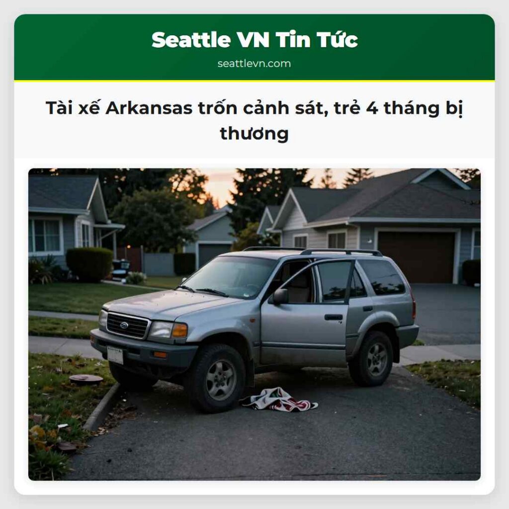 Tài xế Arkansas trốn cảnh sát, trẻ 4 tháng bị