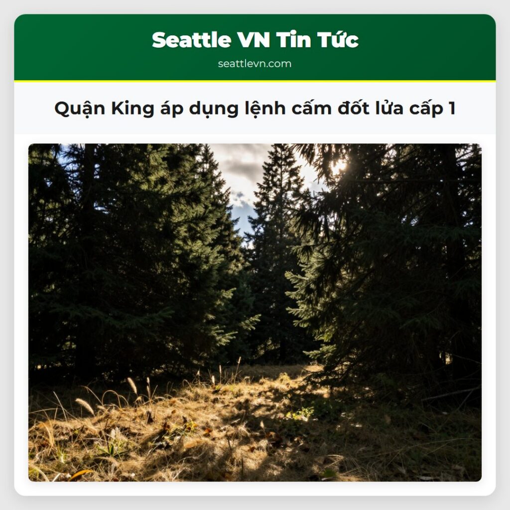 Quận King áp dụng lệnh cấm đốt lửa cấp 1
