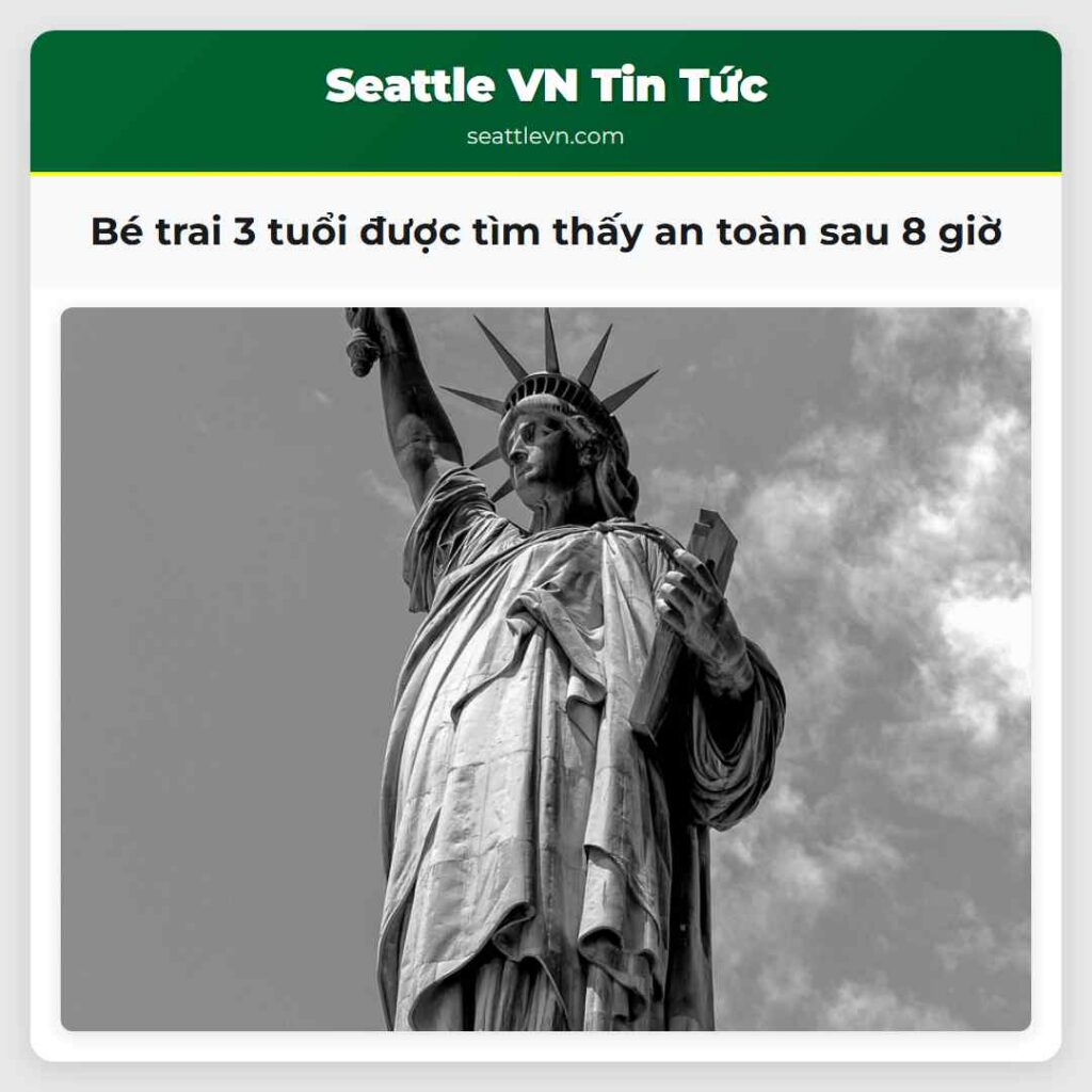Bé trai 3 tuổi được tìm thấy an toàn sau 8 giờ