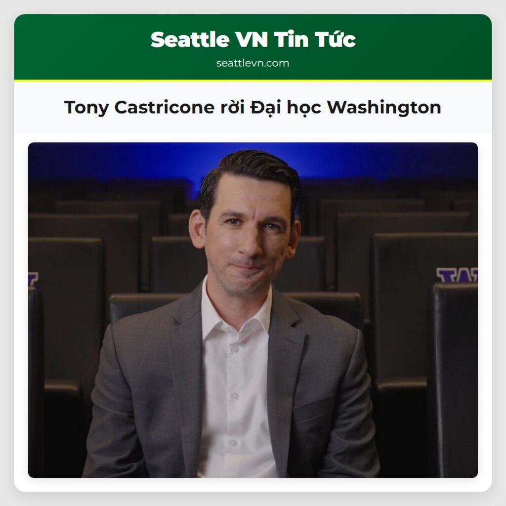 Tony Castricone rời Đại học Washington