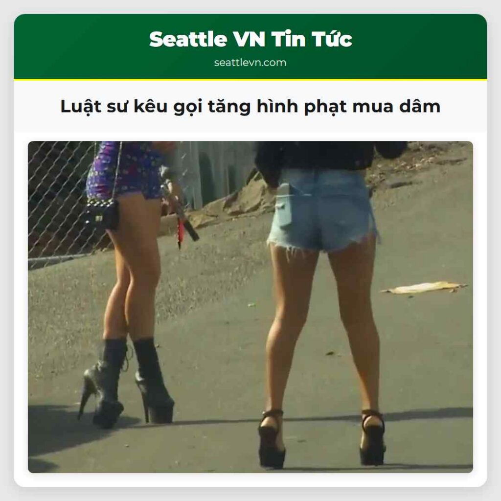 Luật sư kêu gọi tăng hình phạt mua dâm
