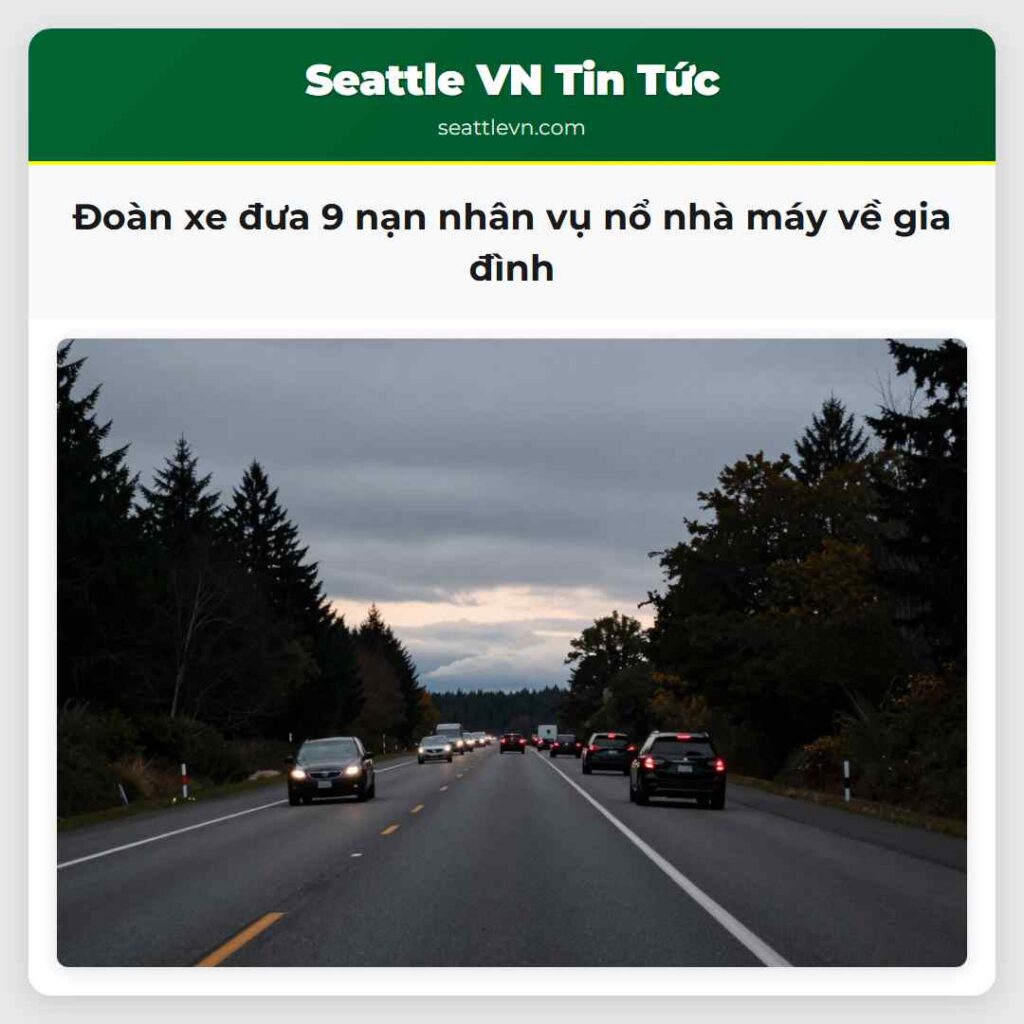 Đoàn xe đưa 9 nạn nhân vụ nổ nhà máy về gia đình