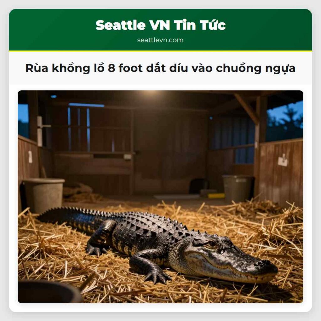 Rùa khổng lồ 8 foot dắt díu vào chuồng ngựa