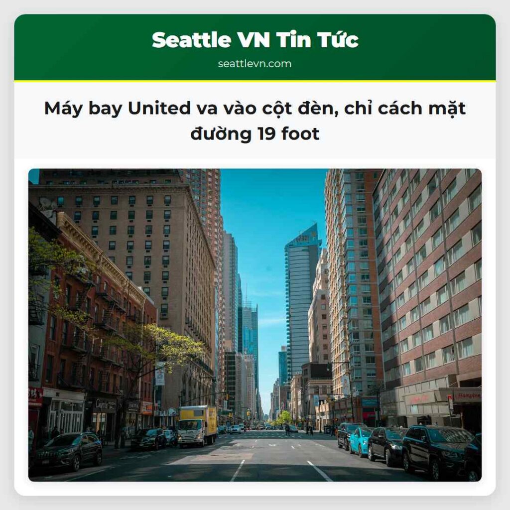 Máy bay United va vào cột đèn, chỉ cách mặt đường