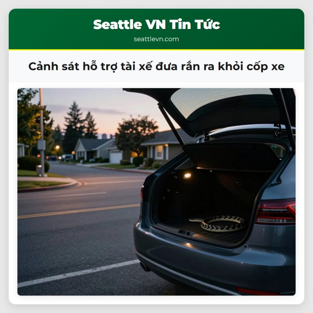 Cảnh sát hỗ trợ tài xế đưa rắn ra khỏi cốp xe
