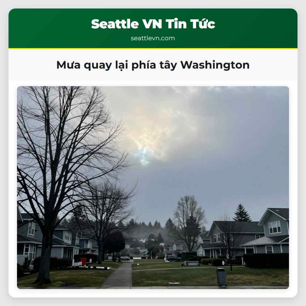 Mưa quay lại phía tây Washington