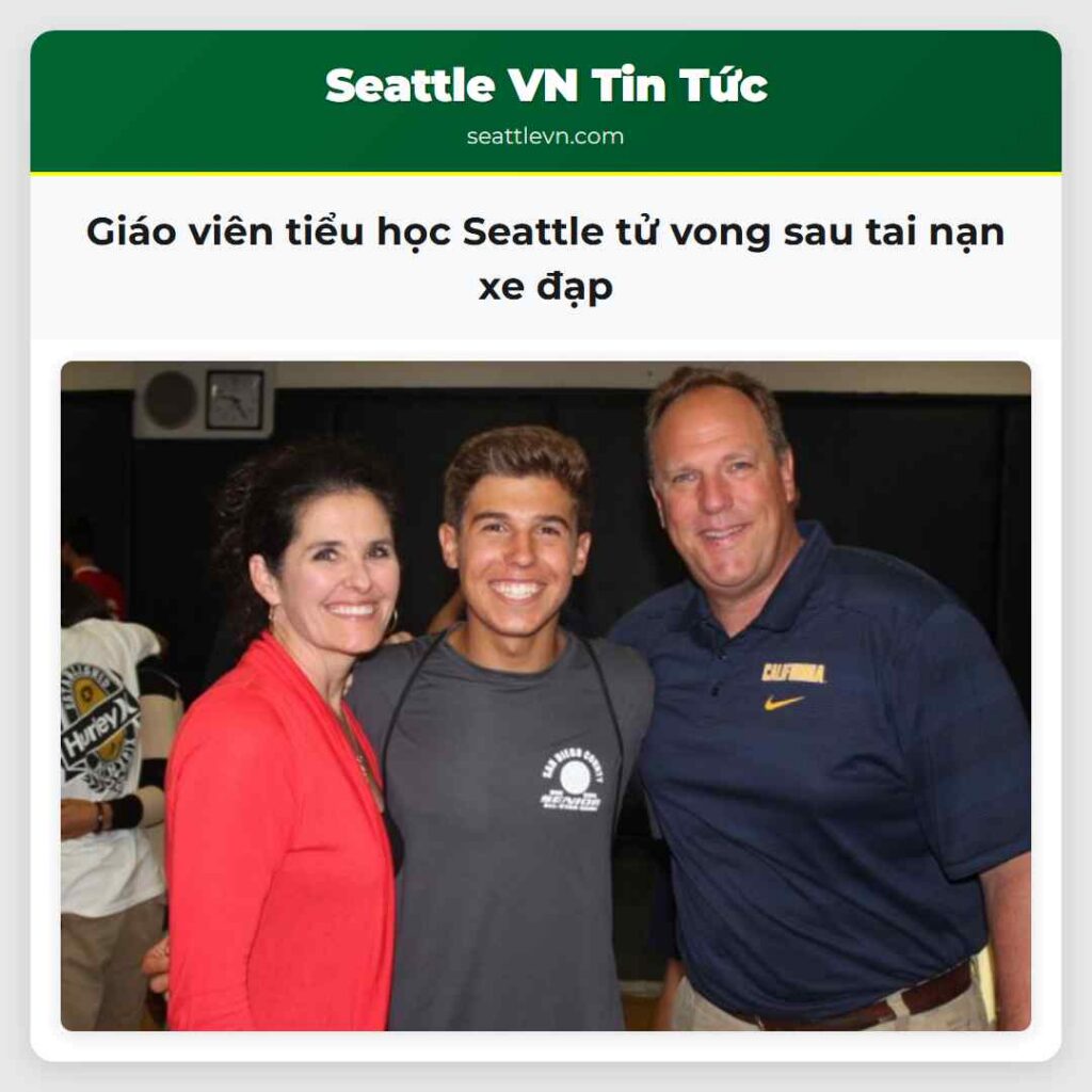 Giáo viên tiểu học Seattle tử vong sau tai nạn xe