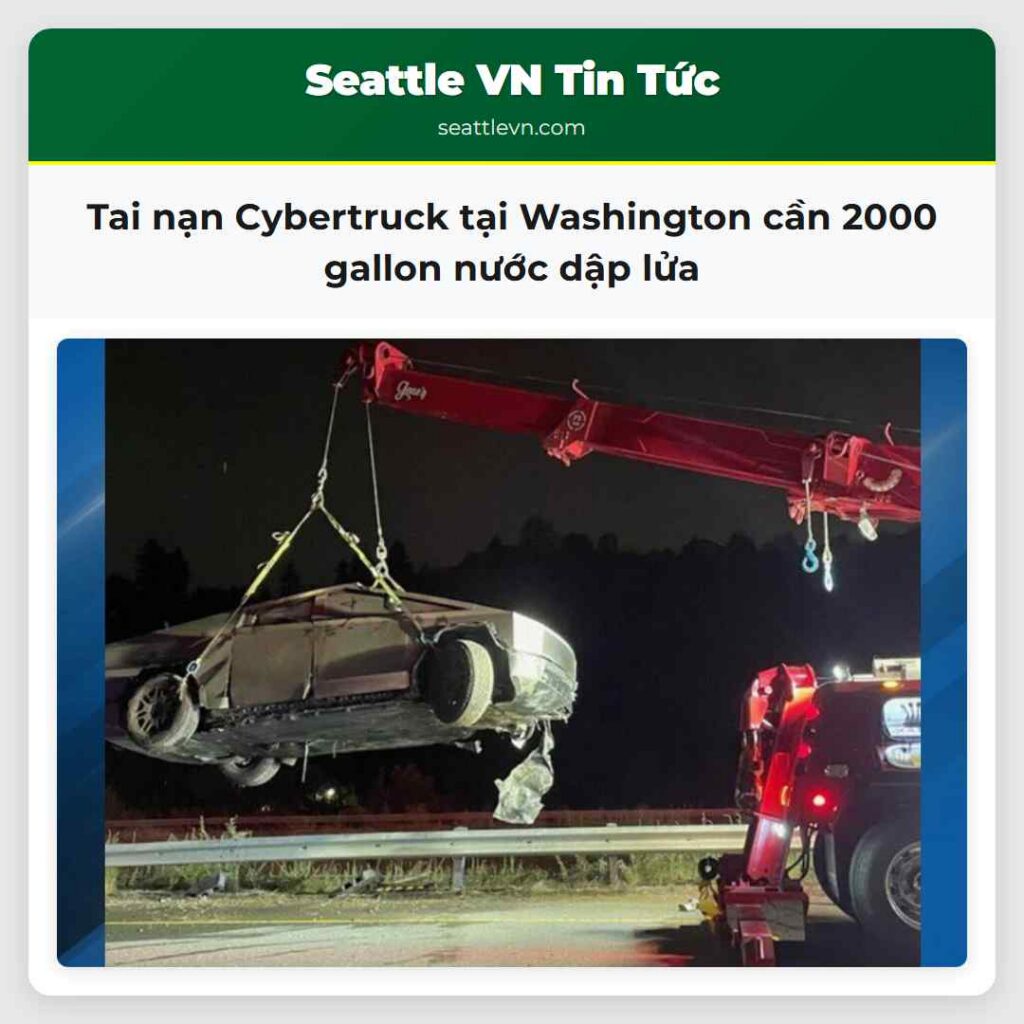 Tai nạn Cybertruck tại Washington cần 2000 gallon