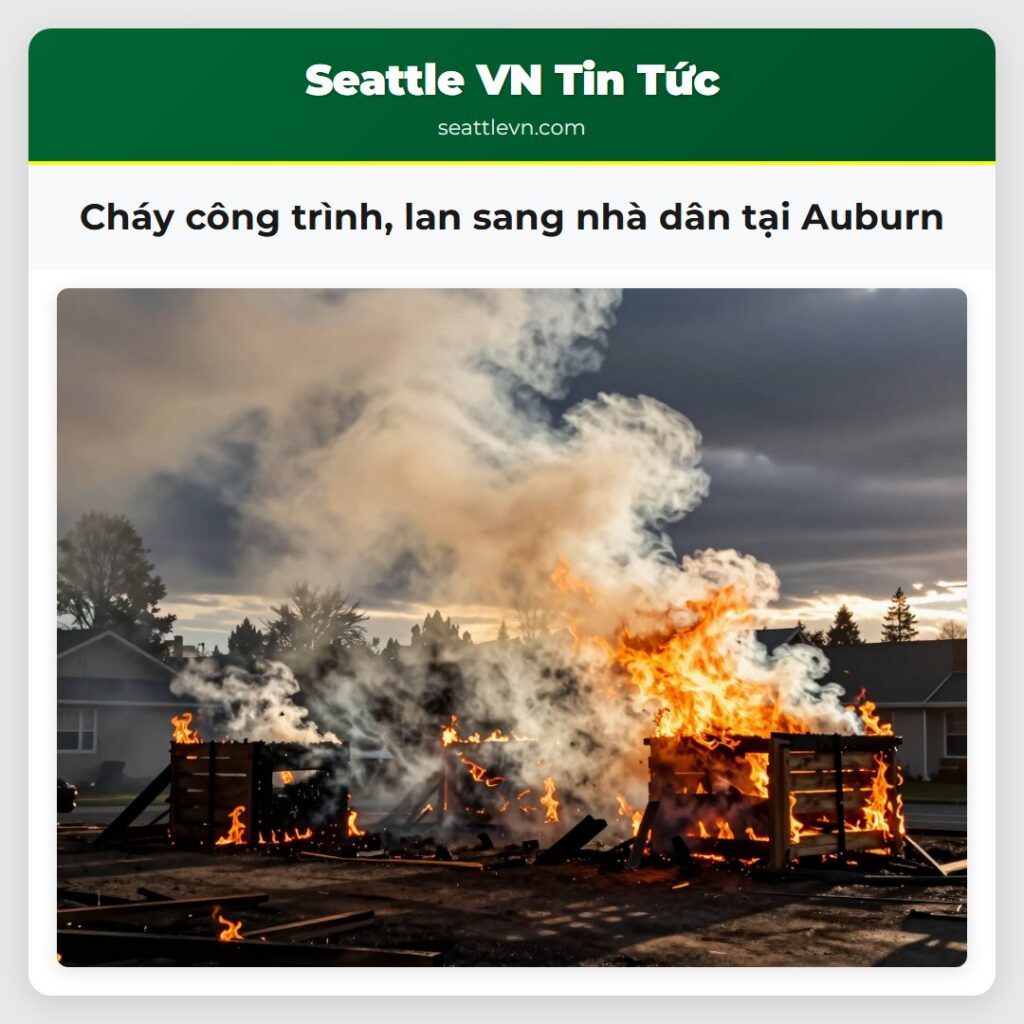 Cháy công trình, lan sang nhà dân tại Auburn