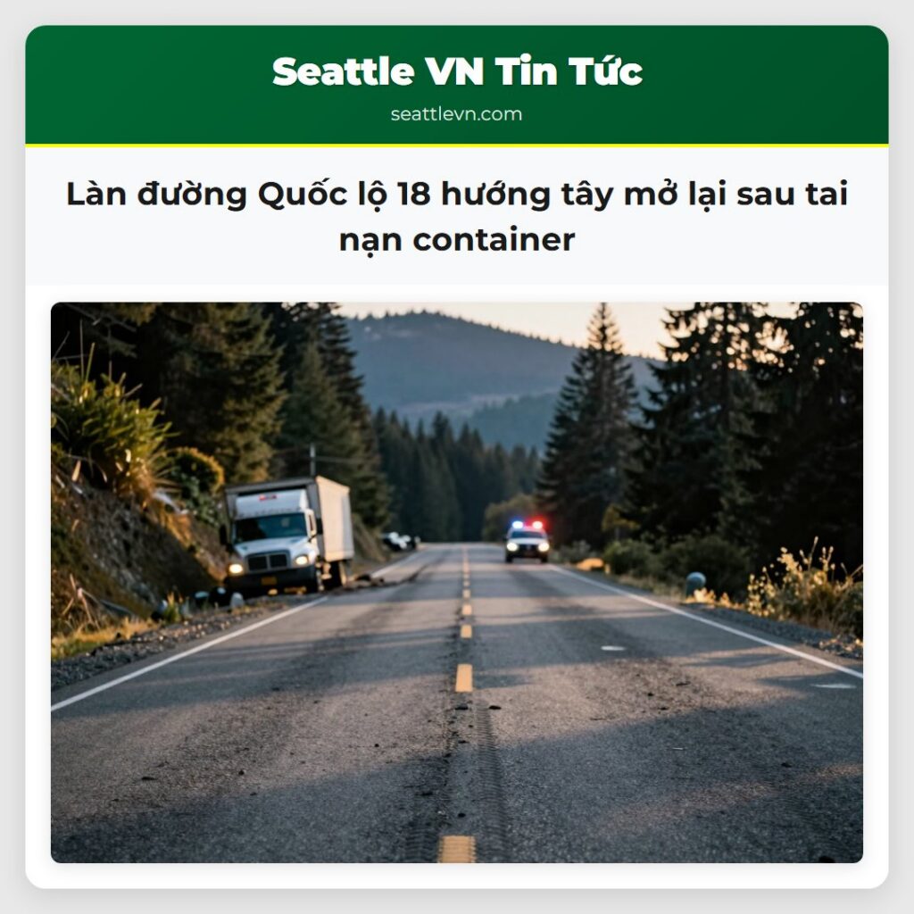 Làn đường Quốc lộ 18 hướng tây mở lại sau tai nạn