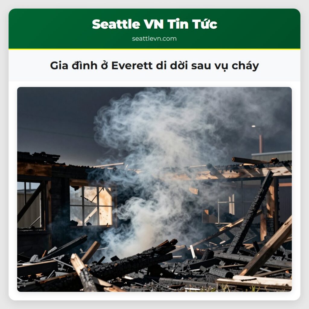Gia đình ở Everett di dời sau vụ cháy