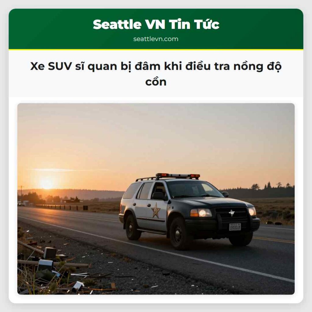 Xe SUV sĩ quan bị đâm khi điều tra nồng độ cồn