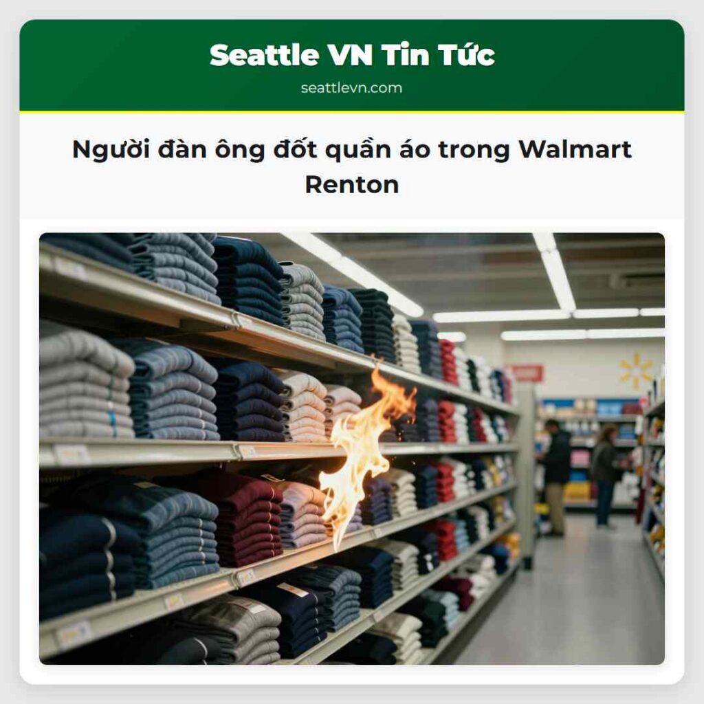 Người đàn ông đốt quần áo trong Walmart Renton