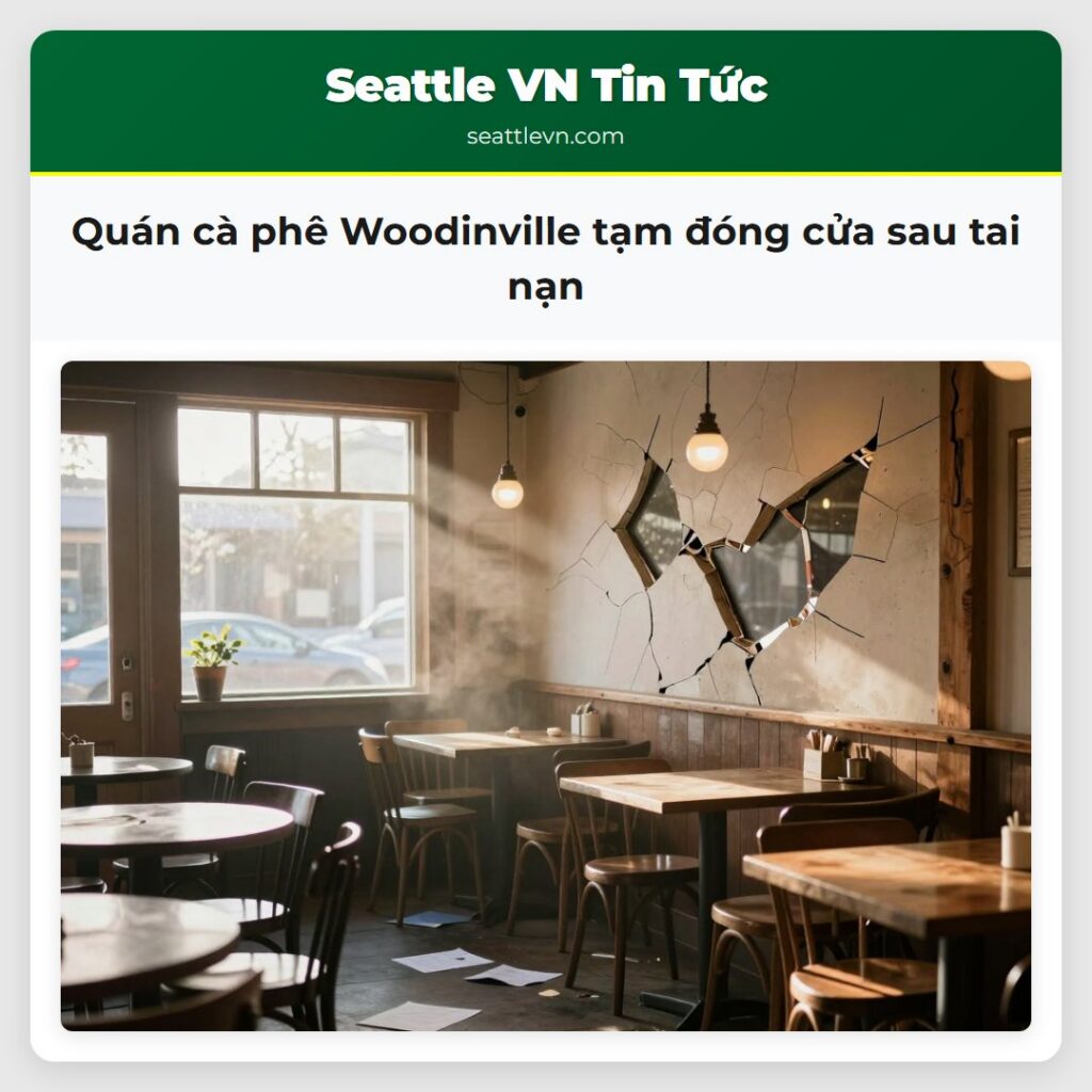 Quán cà phê Woodinville tạm đóng cửa sau tai nạn