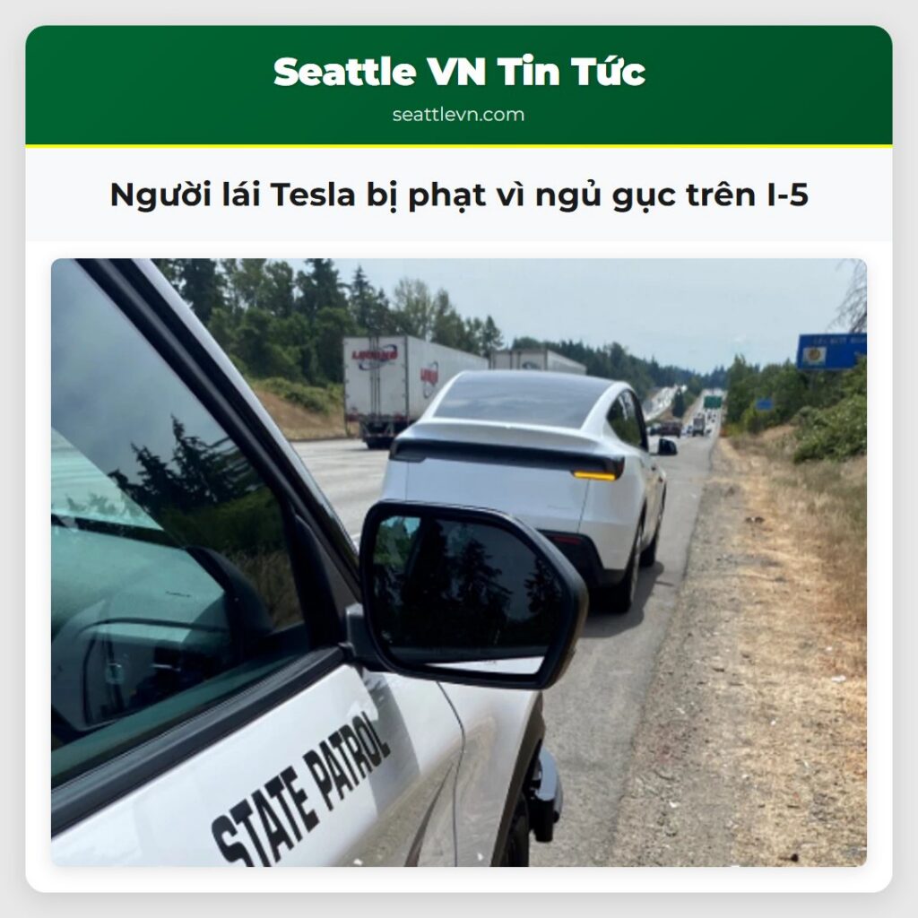 Người lái Tesla bị phạt vì ngủ gục trên I-5