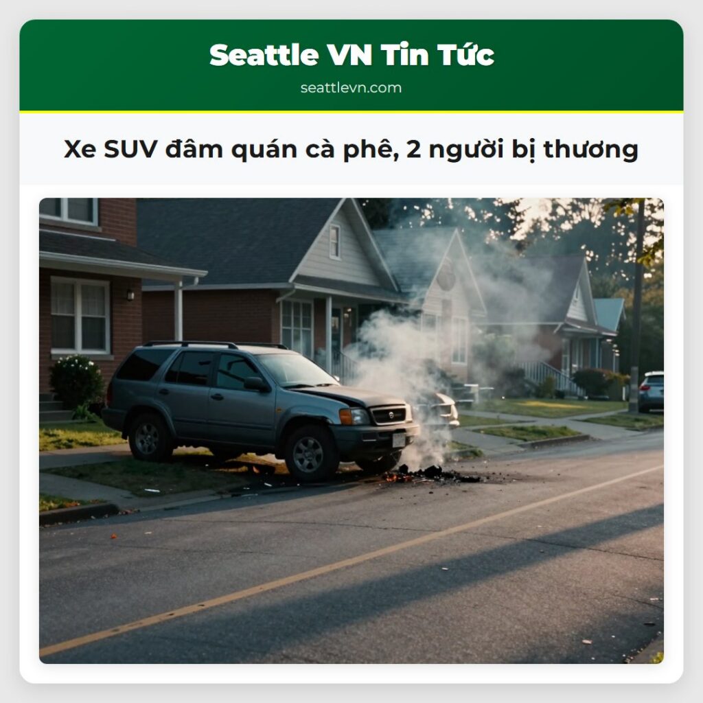 Xe SUV đâm quán cà phê, 2 người bị thương