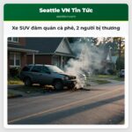 Xe SUV đâm quán cà phê 2 người bị thương