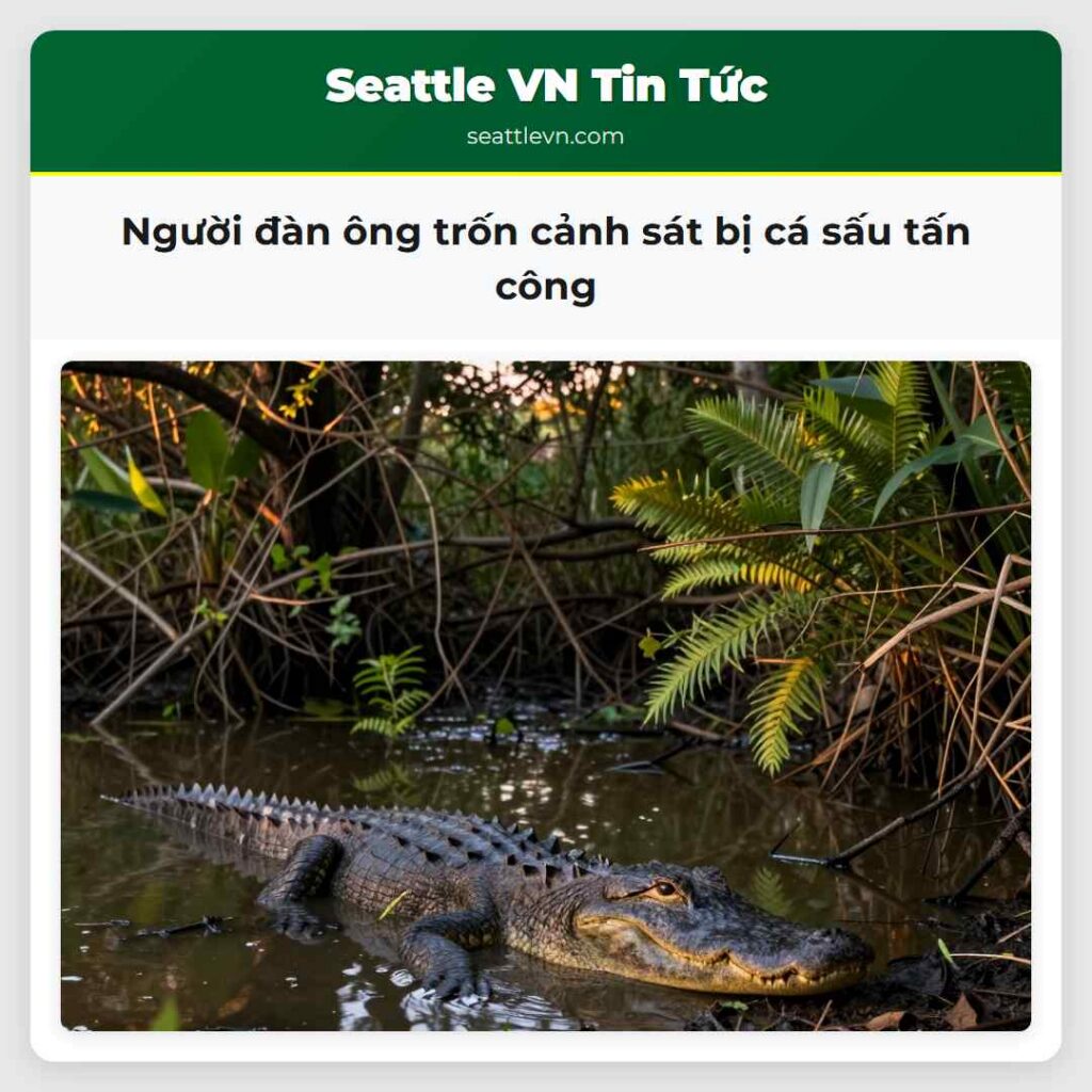 Người đàn ông trốn cảnh sát bị cá sấu tấn công