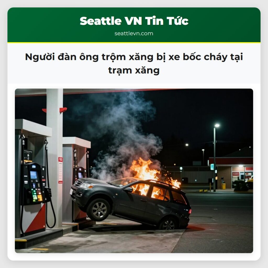 Người đàn ông trộm xăng bị xe bốc cháy tại trạm