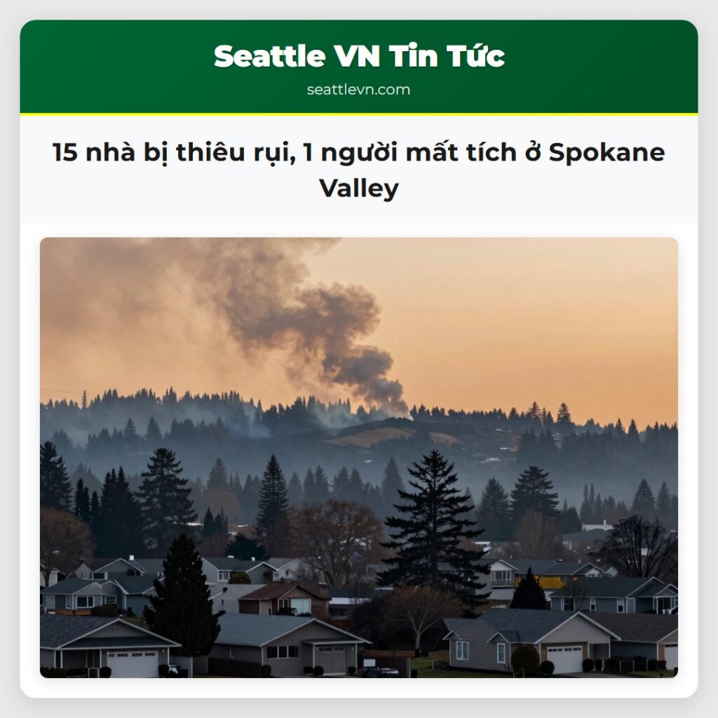 15 nhà bị thiêu rụi, 1 người mất tích ở Spokane