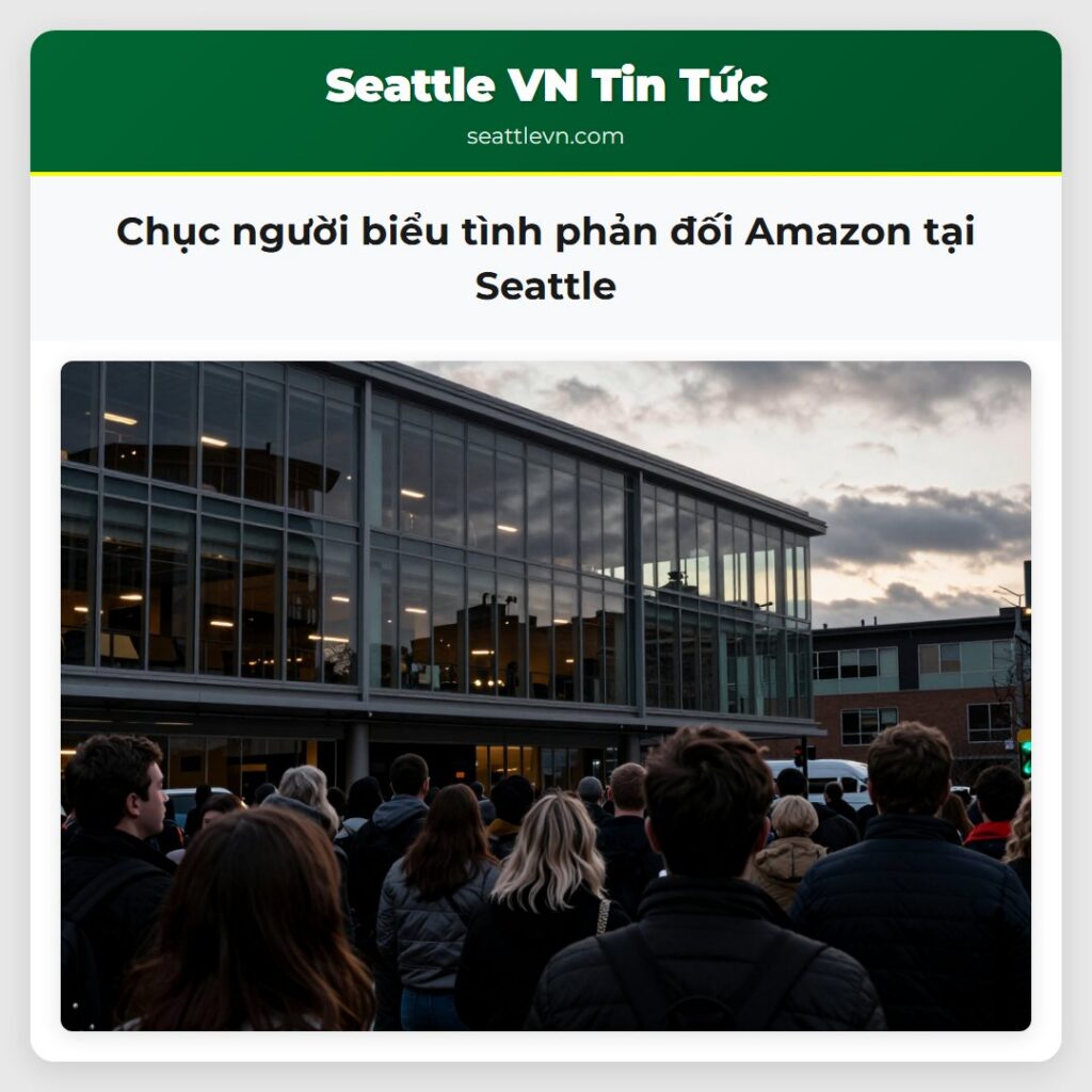 Chục người biểu tình phản đối Amazon tại Seattle