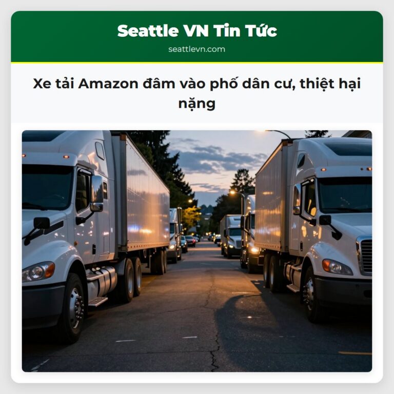 Xe tải Amazon đâm vào phố dân cư thiệt hại nặng