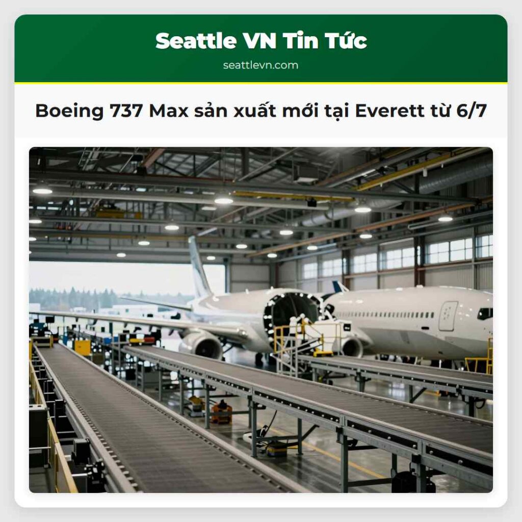 Boeing 737 Max sản xuất mới tại Everett từ 6/7