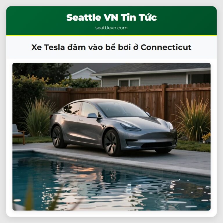 Xe Tesla đâm vào bể bơi ở Connecticut