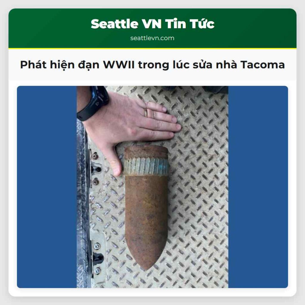 Phát hiện đạn WWII trong lúc sửa nhà Tacoma