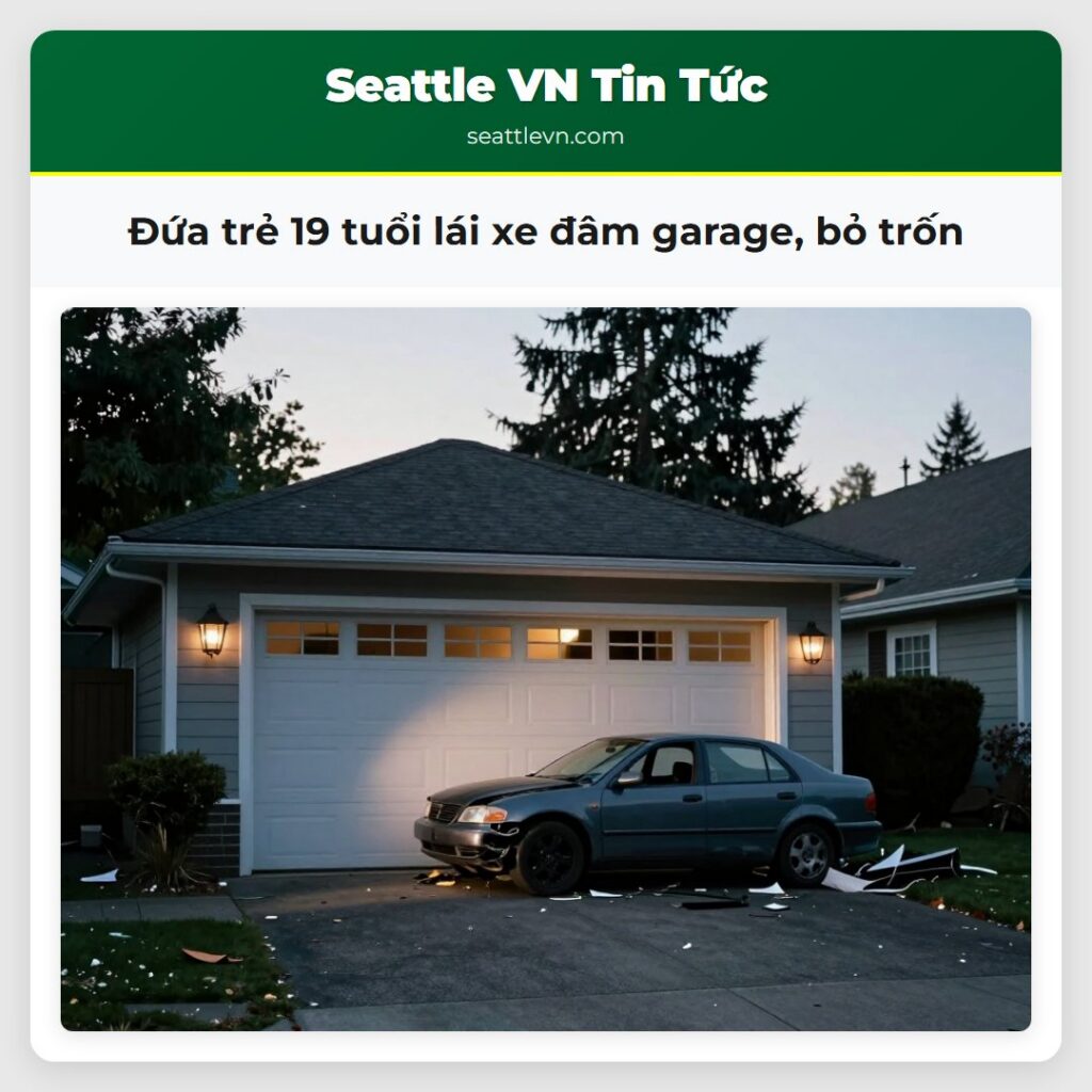 Đứa trẻ 19 tuổi lái xe đâm garage, bỏ trốn
