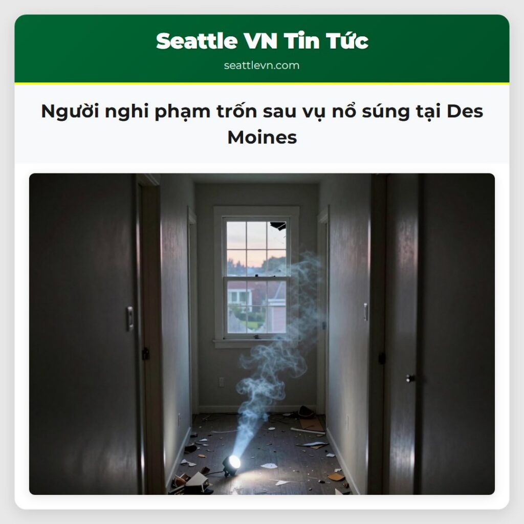 Người nghi phạm trốn sau vụ nổ súng tại Des Moines