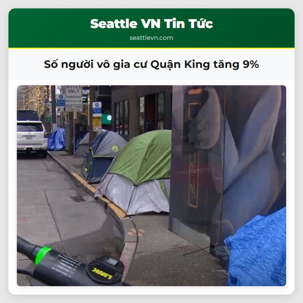 Số người vô gia cư Quận King tăng 9%