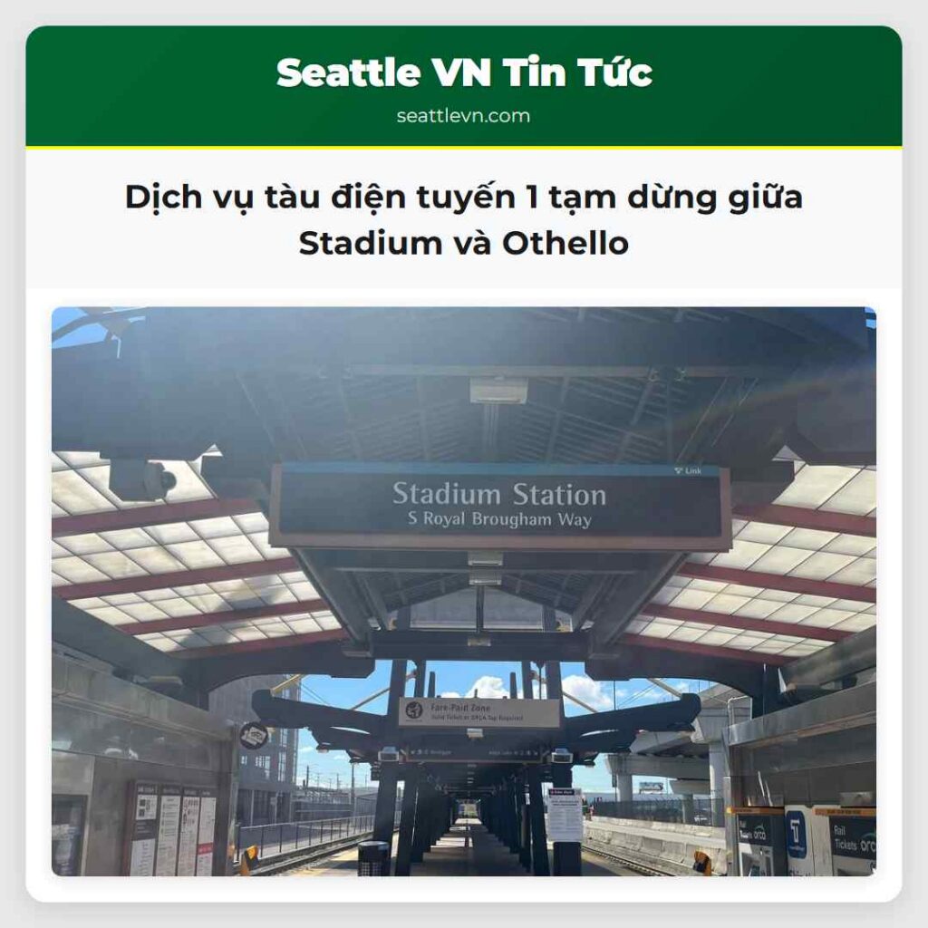 Dịch vụ tàu điện tuyến 1 tạm dừng giữa Stadium và