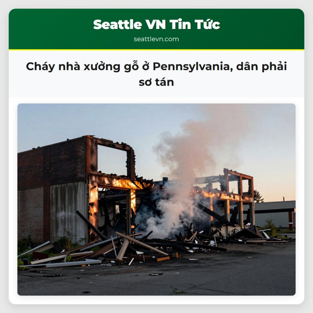 Cháy nhà xưởng gỗ ở Pennsylvania, dân phải sơ tán