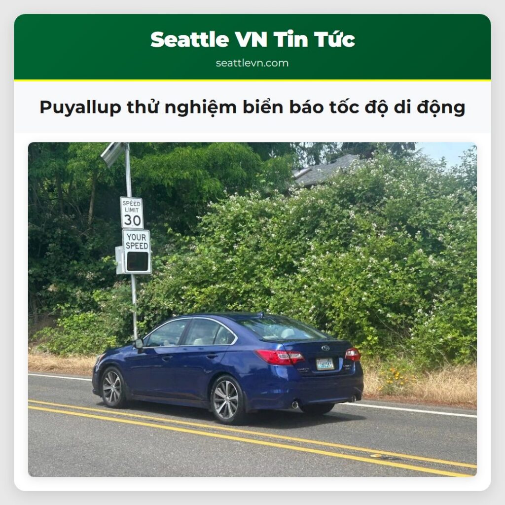 Puyallup thử nghiệm biển báo tốc độ di động