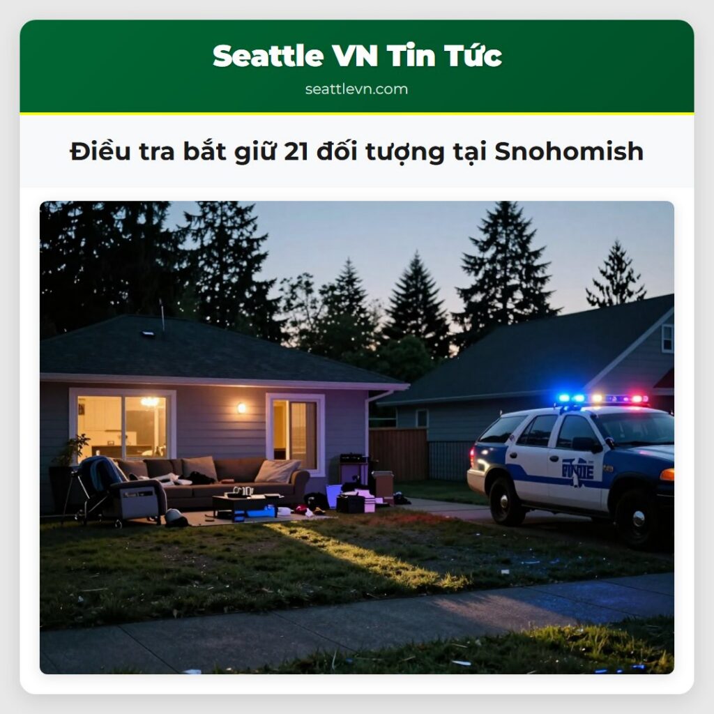 Điều tra bắt giữ 21 đối tượng tại Snohomish