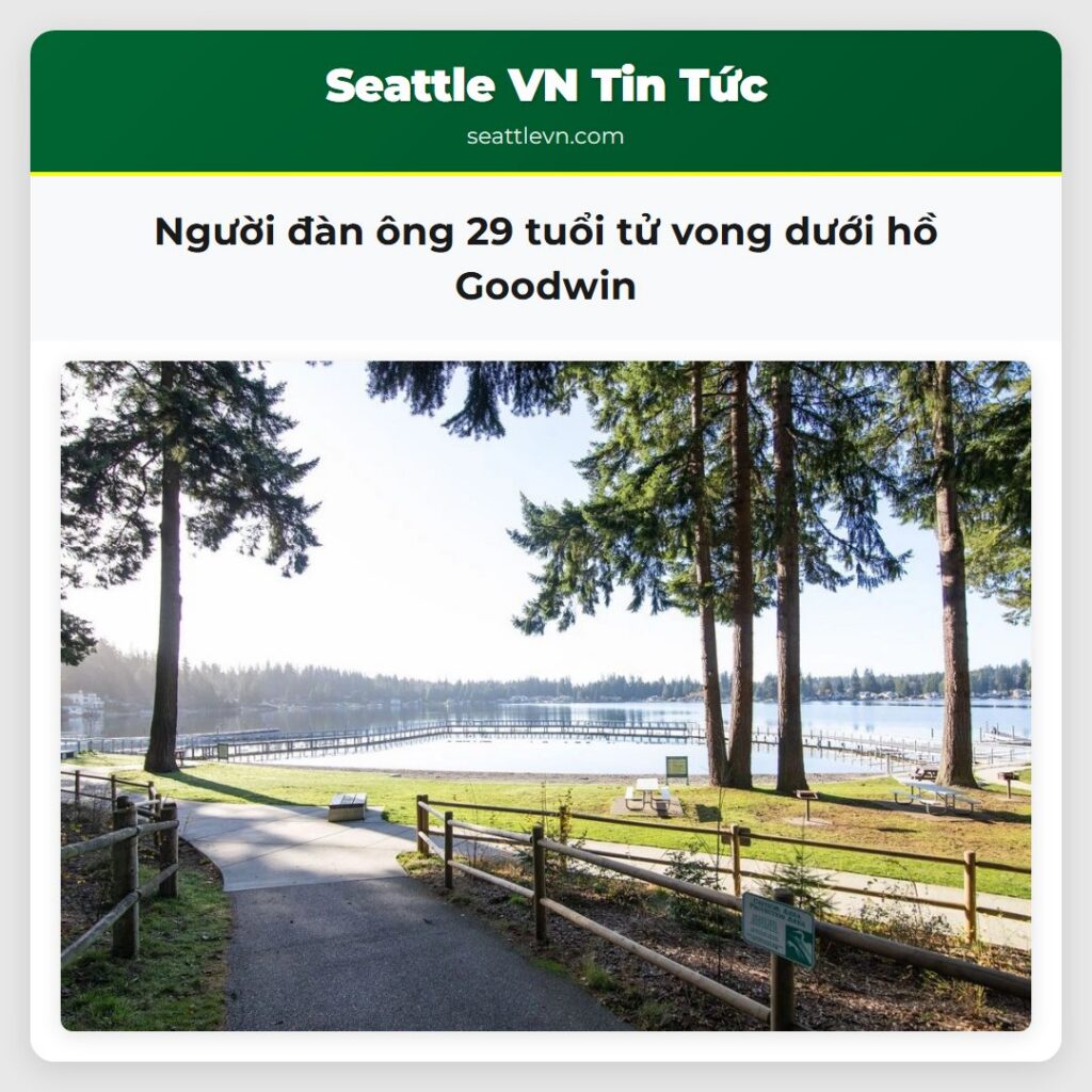 Người đàn ông 29 tuổi tử vong dưới hồ Goodwin