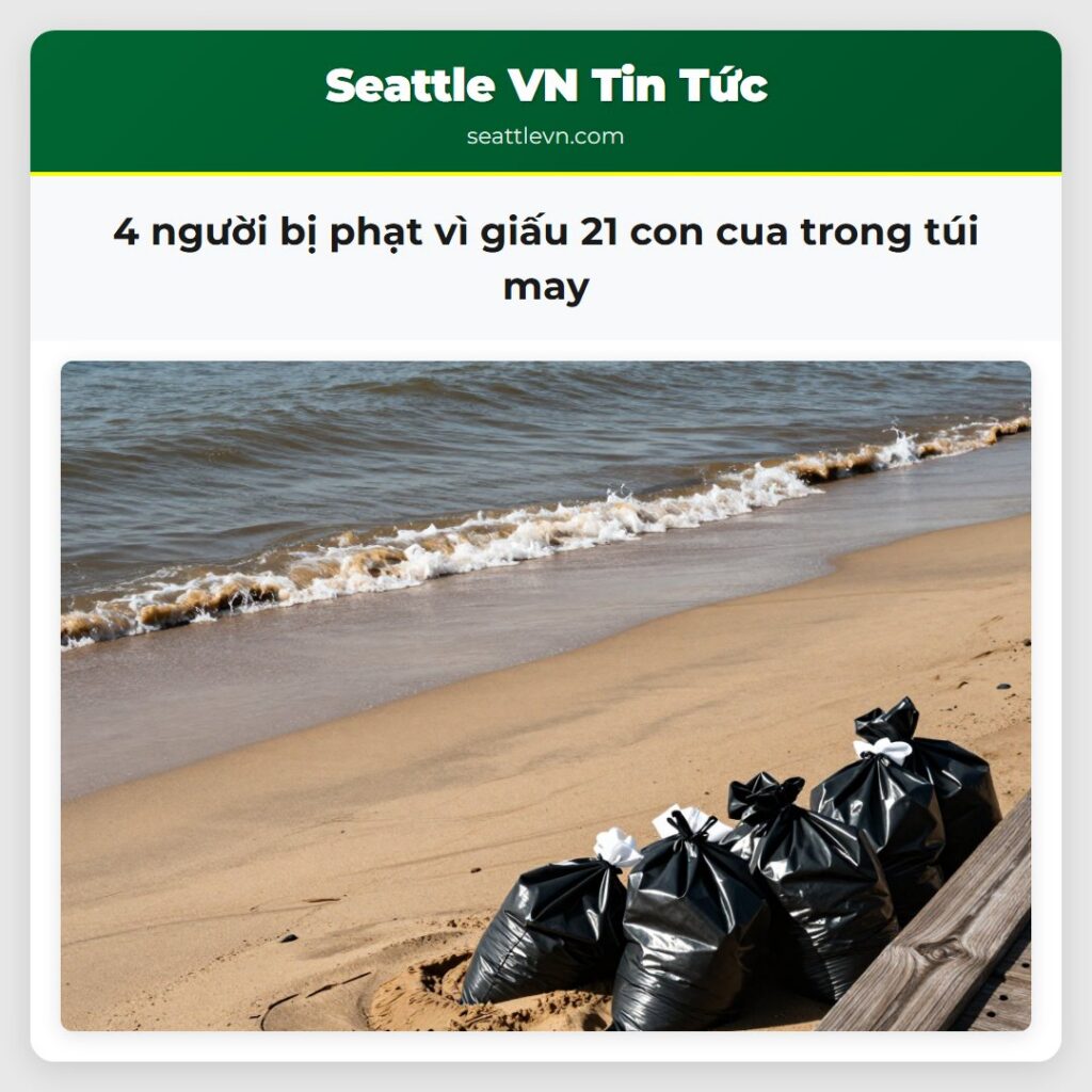 4 người bị phạt vì giấu 21 con cua trong túi may