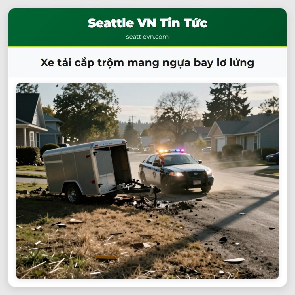 Xe tải cắp trộm mang ngựa bay lơ lửng