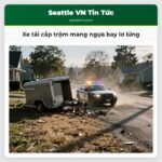 Xe tải cắp trộm mang ngựa bay lơ lửng