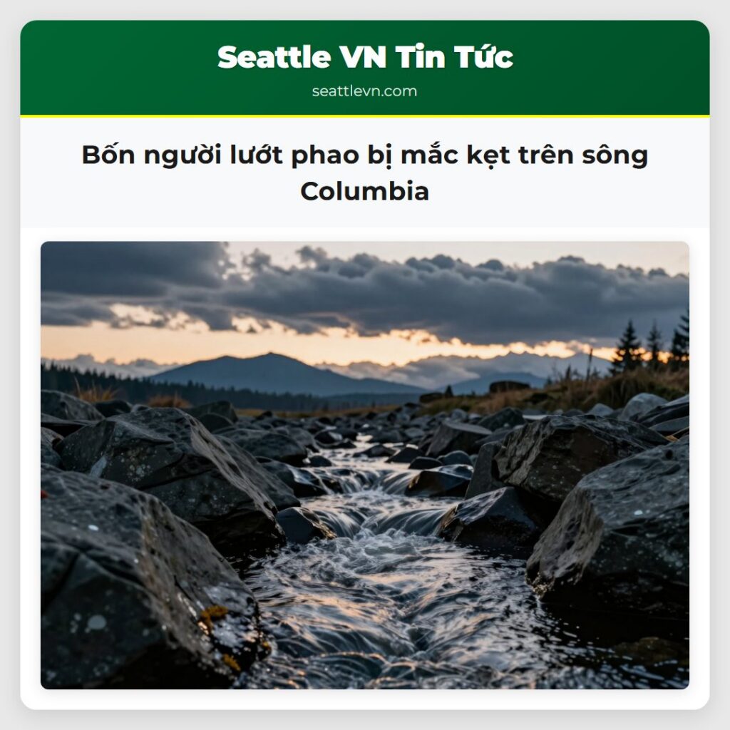 Bốn người lướt phao bị mắc kẹt trên sông Columbia