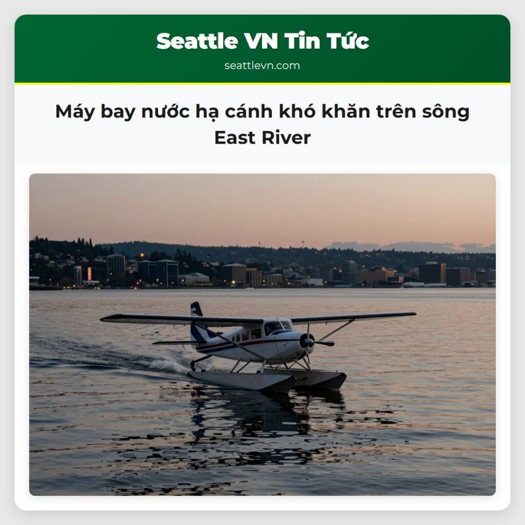 Máy bay nước hạ cánh khó khăn trên sông East River