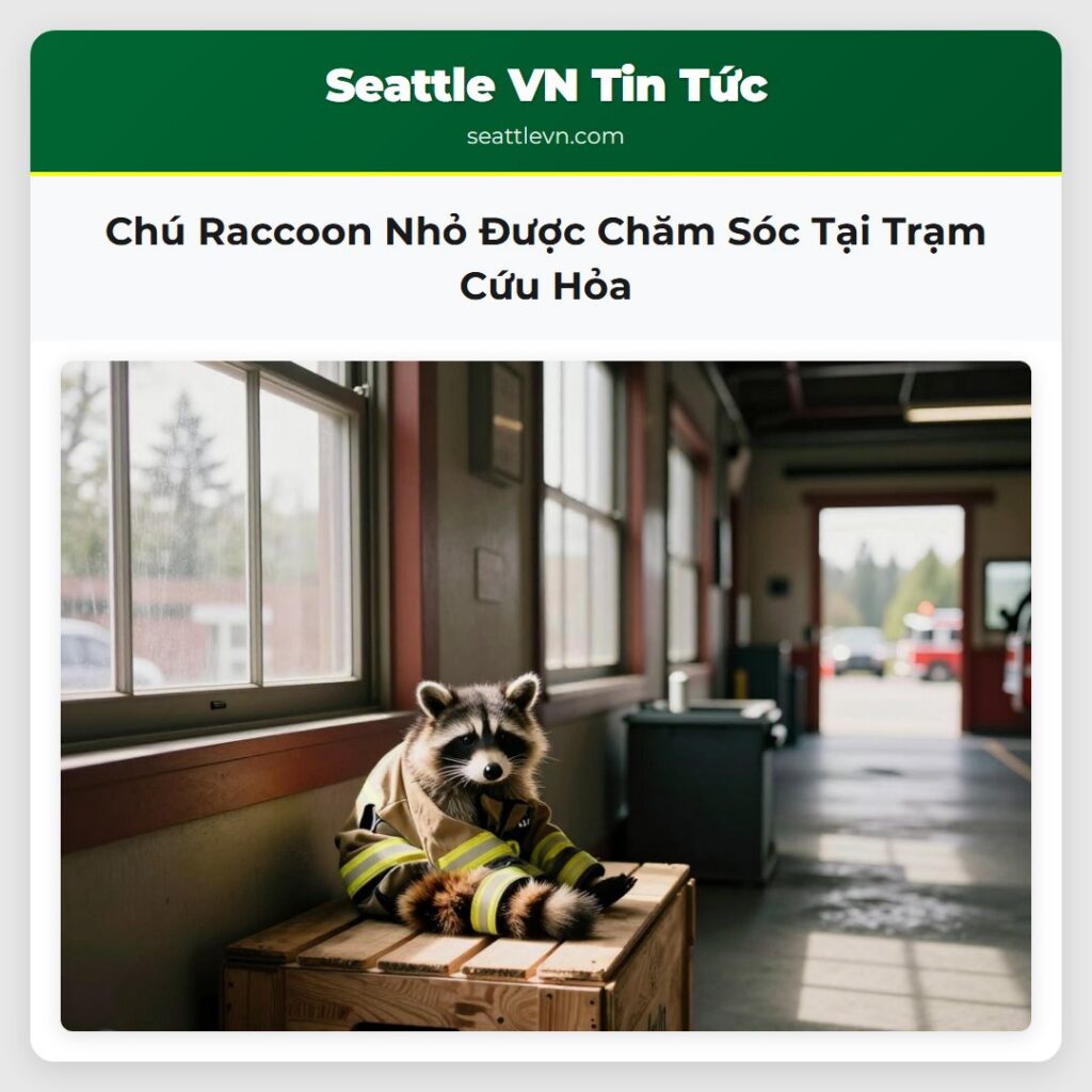 Chú Raccoon Nhỏ Được Chăm Sóc Tại Trạm Cứu Hỏa