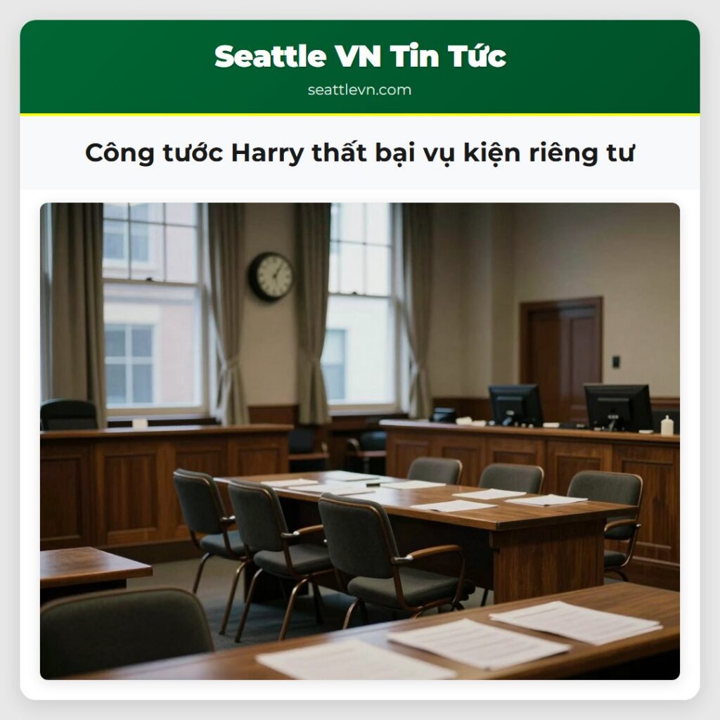Công tước Harry thất bại vụ kiện riêng tư