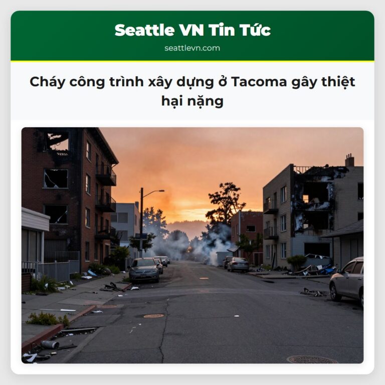 Cháy công trình xây dựng ở Tacoma gây thiệt hại nặng